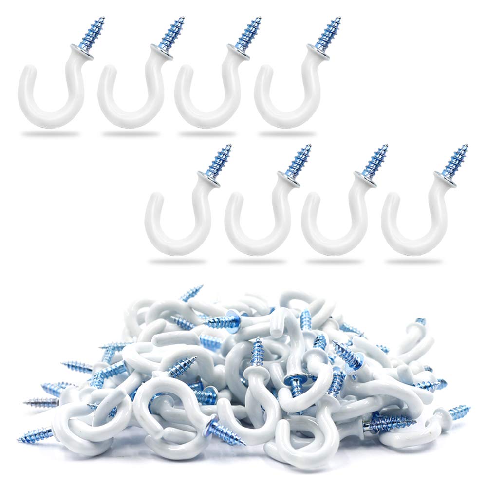 PHITUODA 50Pcs 1/2-Inch Cup Hooks Ceiling