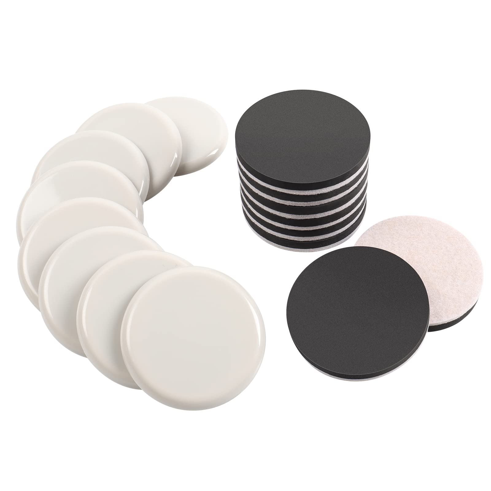 Ezprotekt Each 8 Pack 3.5 Inch Furniture Moving Slider & 8 Pack Felt Furniture Slider Pads, Furniture Glider for Carpet & Rug - Felt Furniture Glider for Hard Wood Floor Surfaces 89mm 16 Pack, Beige — image 1