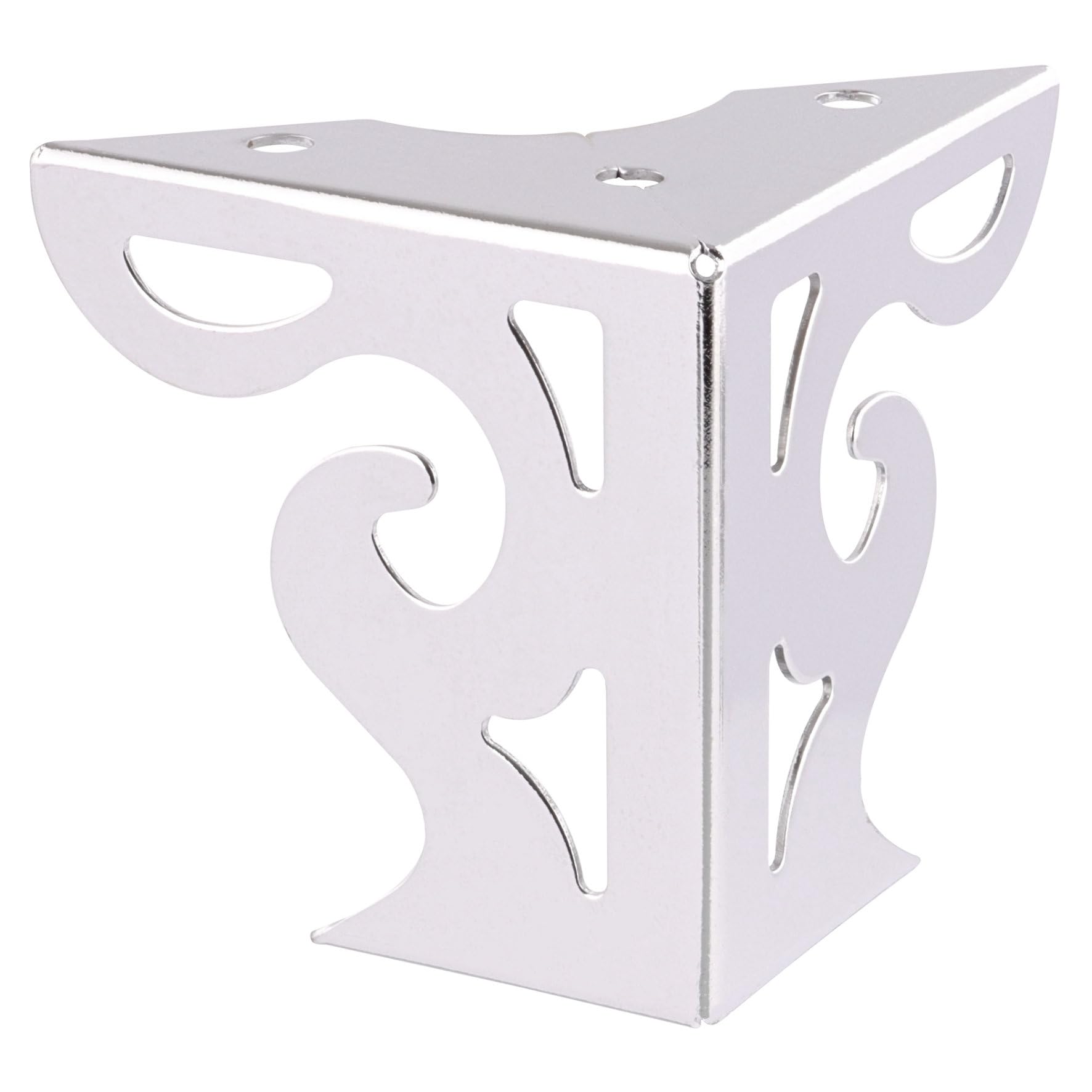 WAGNER furniture leg/furniture foot/sofa foot - SOFA WING - steel bright chrome plated, screw-on plate, 3 studs, height 8 cm, leg length 8 cm, for country style pallet furniture - 12042001