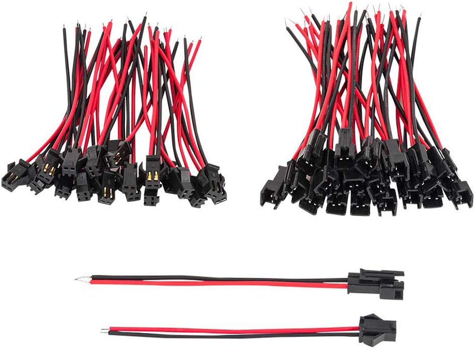 GTIWUNG22 AWG JST SM 2 Pin Plug Male and Female Connector Adapter with 135 mm Electrical Cable Wire for 3528 5050 LED Light Strip, 20 Pairs
