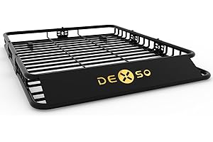 Garvee 64" x 50" Universal Roof Rack Basket, 200 Lbs Capacity Rooftop Cargo Carrier with Extension, Heavy-Duty Luggage Holder