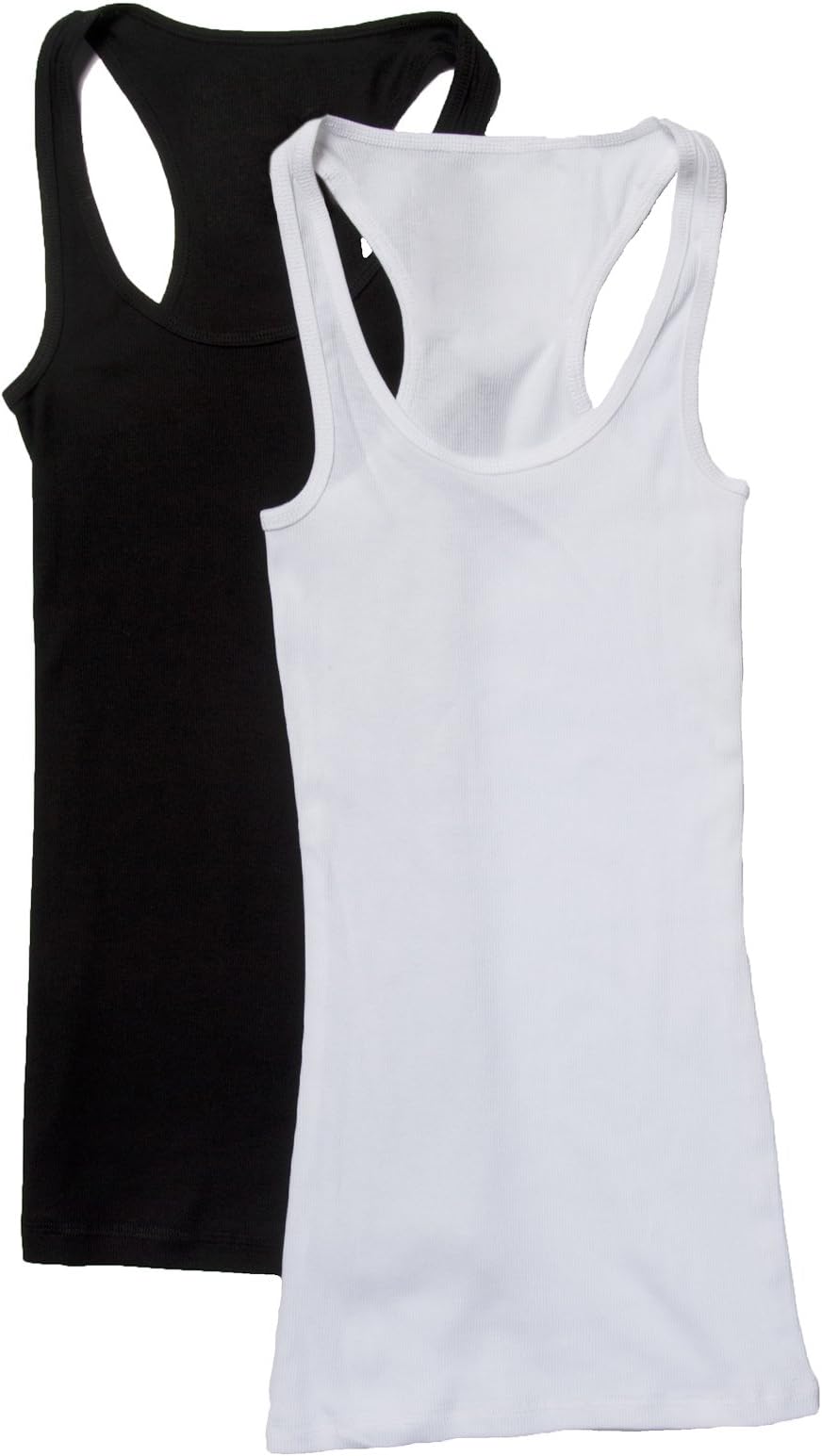 Zenana Outfitter2 Pack Zenana Women's Ribbed Racerback Tank Tops Large Black, White
