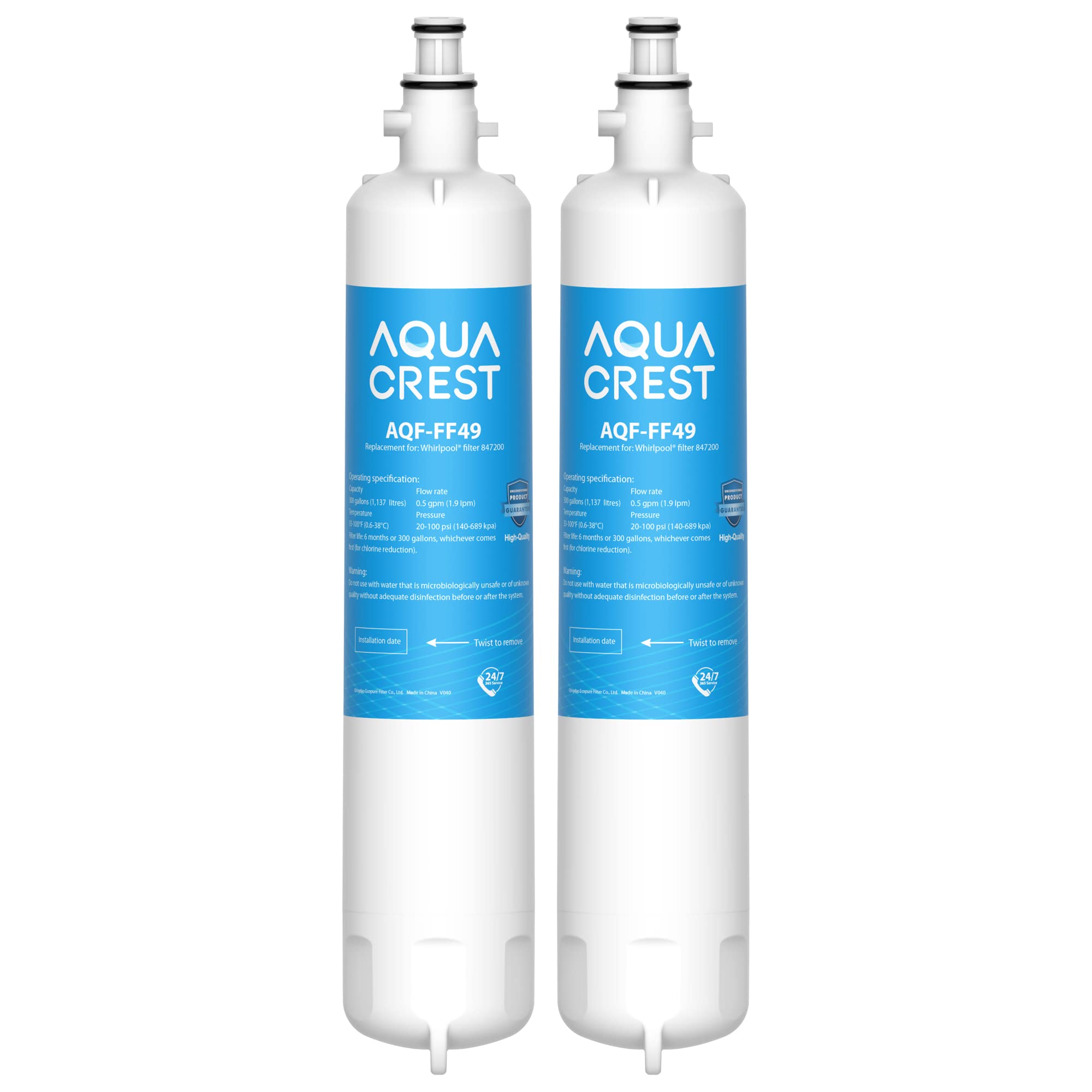 AQUACREST 847200 Fridge Water Filter, Compatible with Fisher & Paykel 847200, RS9120W Activesmart Integrated and More - for Product Codes Starting with 25xxx (2)