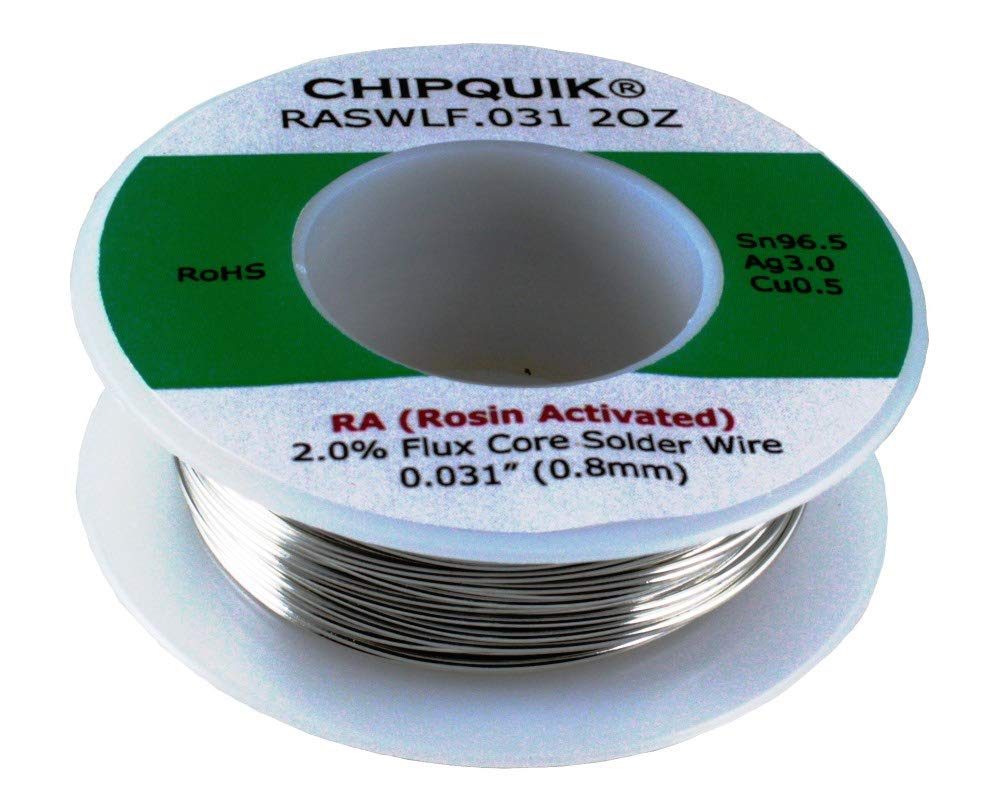 LF Solder Wire 96.5/3/0.5 Tin/Silver/Copper Rosin Activated .031 2oz