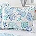 Junsey 3 Piece Quilts Full/Queen Size Ocean Theme,Lightweight Coastal Beach Bedding Seashell Conch Starfish Bedspread Coverlet with 2 Pillowshams