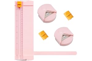 Waltool 5Pcs Paper Trimmer Scrapbooking Tool Kit Contains A4 A5 Craft Paper Cutter with Replacement Blades, 3 in 1 R4mm R7mm 