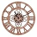 Giftgarden Gear Wall Clock Round Shaped Wooden Handmade for Housewarming Wall Decorative Clocks