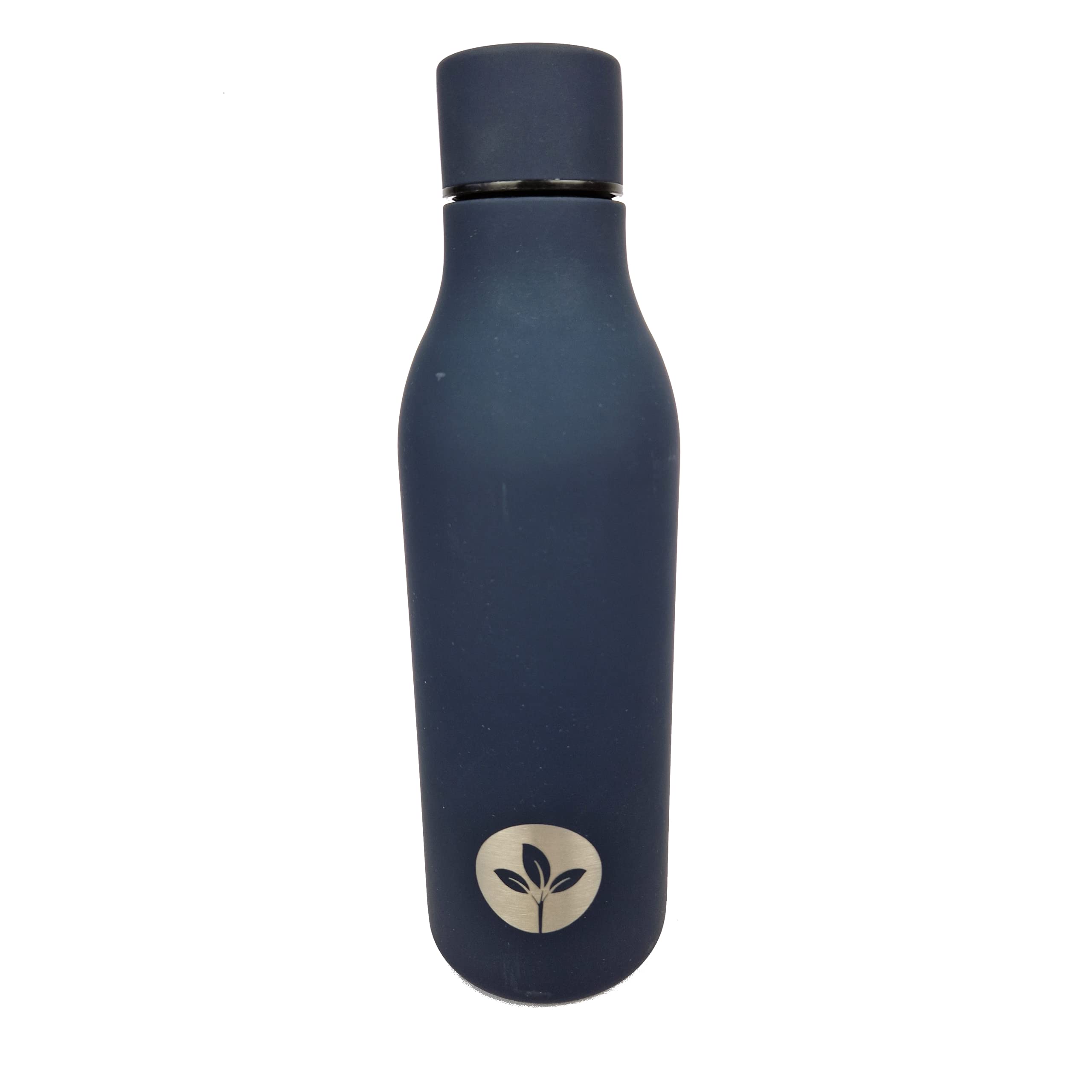 Cherish Planet Soft-touch Stainless Steel Water Bottle - 550ml Capacity - Soft Base - Screw-top Lid (Black)