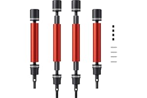 Generic 1/10 Front and Rear Driveshaft 4Pcs Metal Alloy CVD Drive Shaft Upgrades Part for 1/10 Arrma Vorteks Bigrock Senton Granite Typhon 4x4 3S BLX & Mega 4x4 RC Car, Red