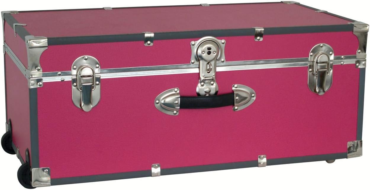 30" Footlocker Trunk with Wheels (Pink) Home & Kitchen