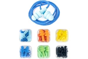 Fuyamp 6 Pairs Ear Plugs for Swimming, Professional Swimming Ear Plugs Noise Reducing Ear Plugs with String Rope Reusable Sil