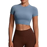 Aoxjox Short Sleeve Crop Tops for Women Classic Longline Baby Tee Workout T Shirt Top