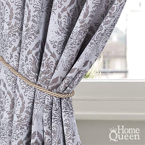 Home Queen Rope Tie Backs for Window Curtain with 4 Hooks, Hand Knitting Buckle Cord Drapery Holdbacks, 4 Pieces, Taupe - Thumbnail 4