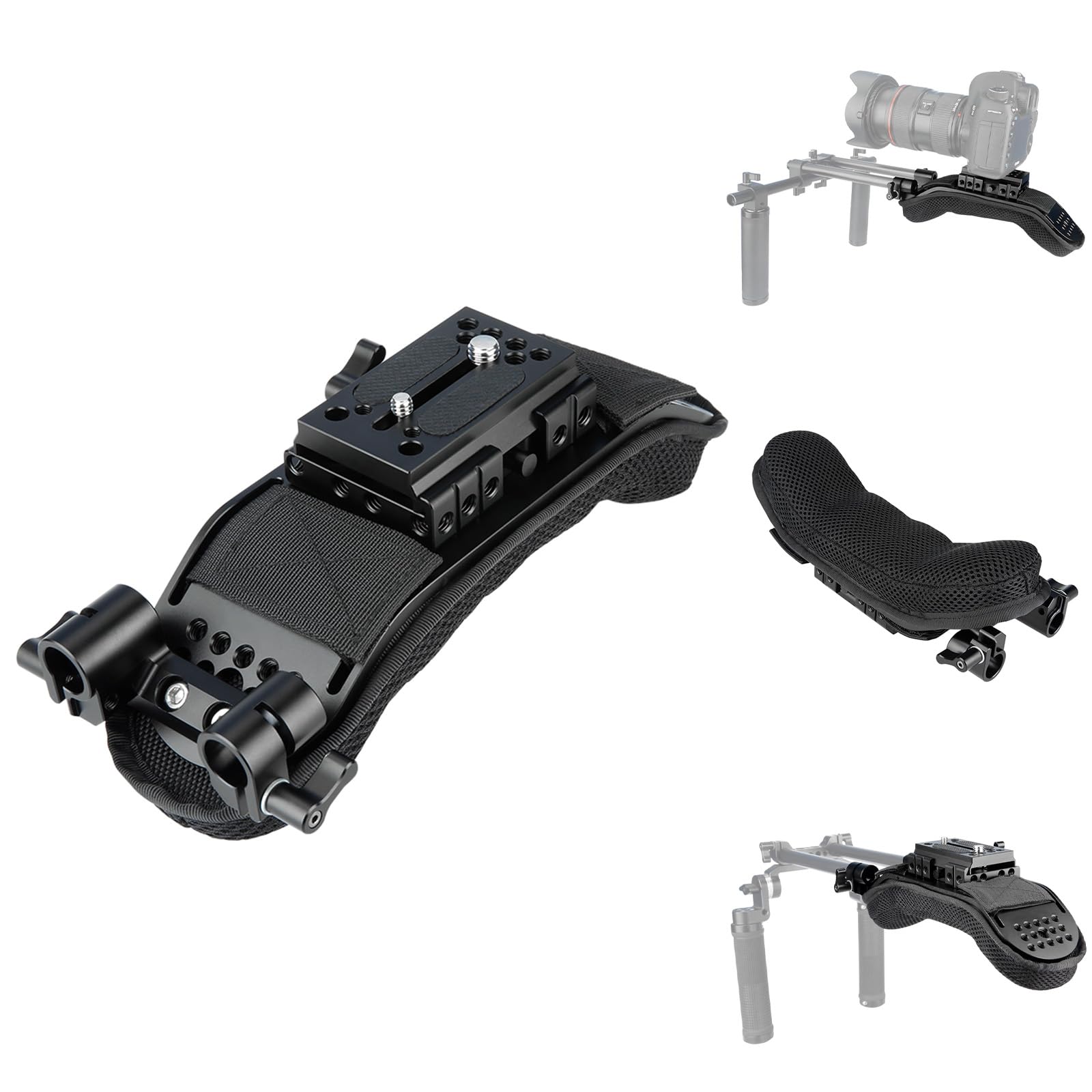 NICEYRIG 15mm Shoulder Pad with Quick Release Base Plate 15mm Rod Clamp for Video Camcorder Camera DV/DC Support System DSLR Rig
