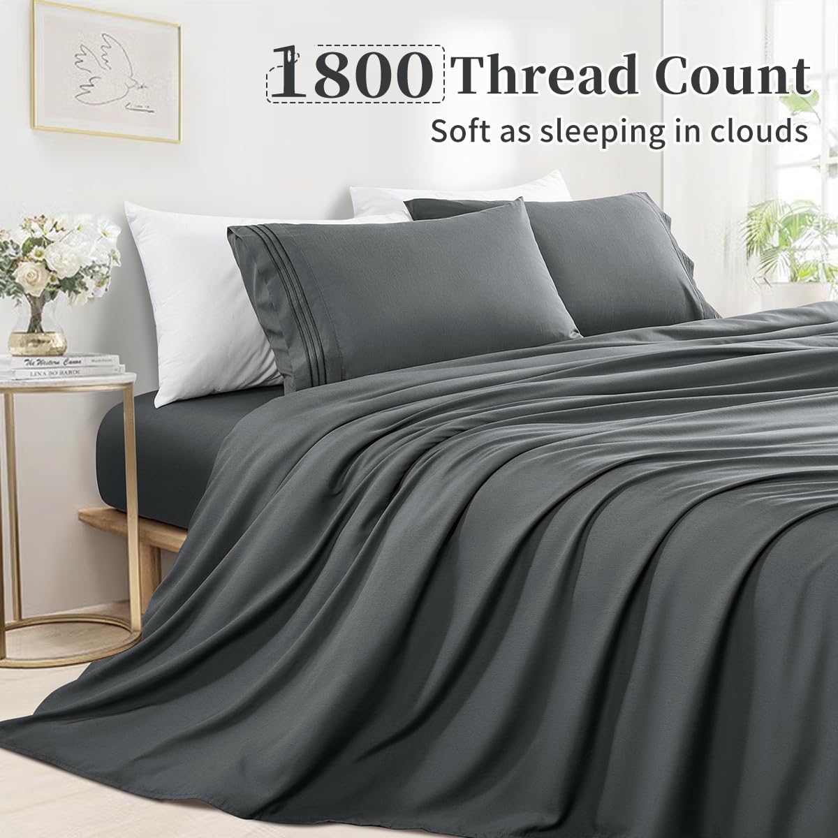 Shilucheng King Size Bed Sheets Set Microfiber