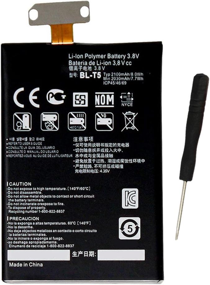 Civhomy Replacement Battery for LG E960 Google Nexus 4,E975 Optimus G,LG E960,E970,E973,E975,F180,Mako,Nexus 4 16GB BL-T5 EAC61898601 with Tool
