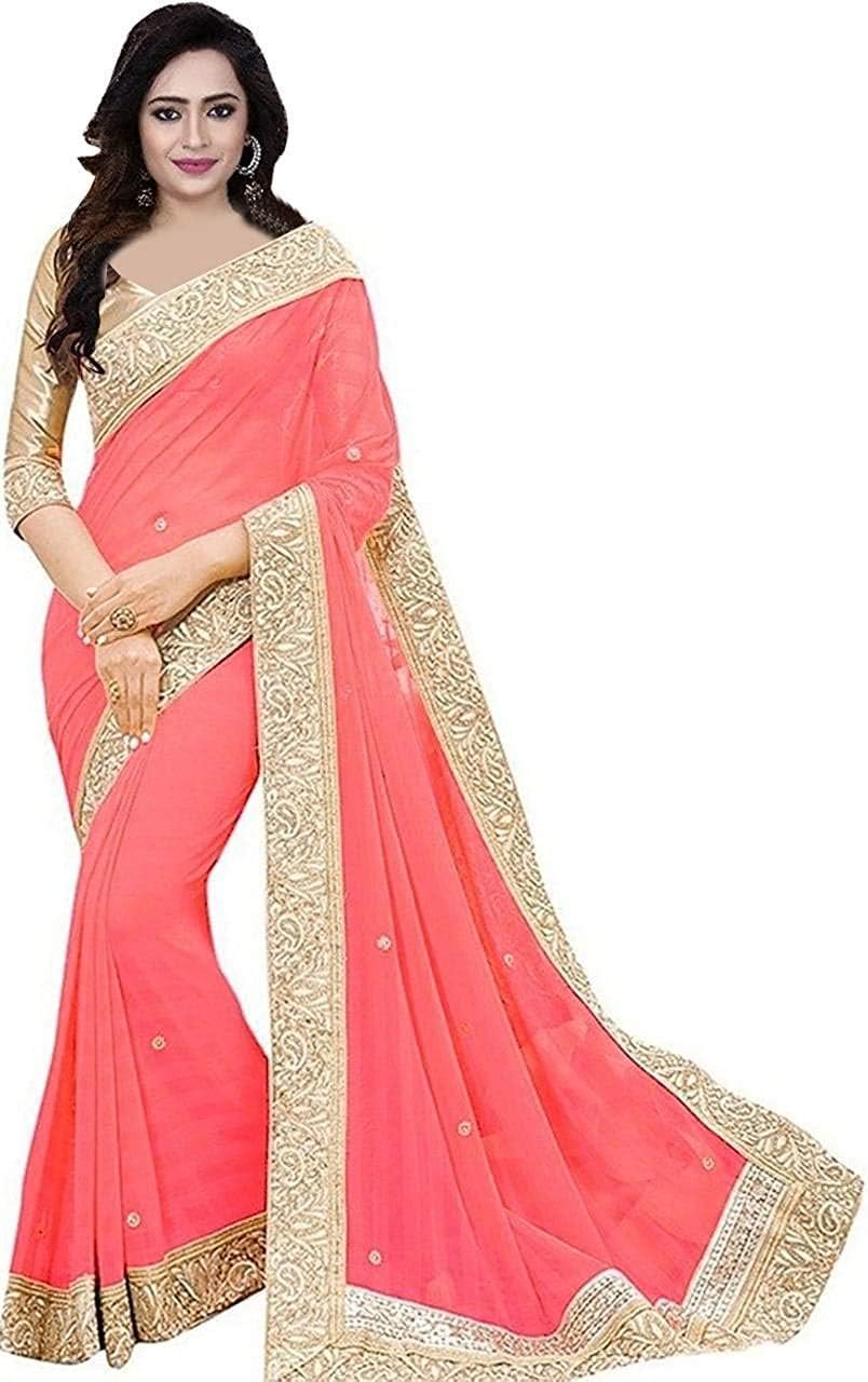 Women's Georgette Sarees With Blouse(pitchpatta)