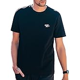 ZVX Men's Heavyweight Minimalist T-Shirt Embroidered Casual Round Neck Top Black Large