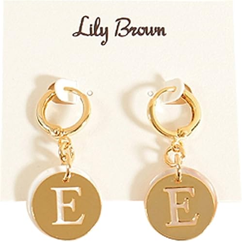 Amazon リリーブラウン シェルプレートイニシャルピアス Freeサイズ E ピアス 通販