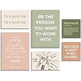 YEOION Office Wall Decor-Motivational Teamwork Office Wall Art Canvas Frame Set of 6-Team Work Leadership Workplace Bulletin Board Break Room Wall Decoration-Teamwork Gifts for Team Leader Boss