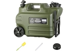 SANHESHUN 7.4 Gallon Water Jug,Camping Water Container with Wheel、Pull Rod,BPA-Free with Spigot Cleaning,Brush Military Green Tank Portable,Suitable for Outdoor Camping and Hiking