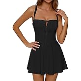 GLNEGE Women's Summer Corset Mini Graduation Dress Lace Up Backless A-line Flowy Sundress Going Out Trendy Party Dresses