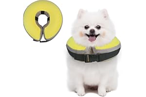 MCHY Inflatable Dog Cone,Adjustable Recovery Collar for Dogs After Surgery,Prevent from Biting & Scratching,Not Block Vision (Yellow S)