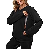 Bhome Nursing Sweatshirt Long Sleeve V Neck Breastfeeding Shirts Zipper Maternity Pumping Tops Pregnancy Sweater Pullover