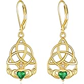 Claddagh Earrings for Women 925 Sterling Silver Celtic Knot Claddagh Dangle Earrings Irish Jewelry Gifts