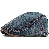 Denim Newsboy Hats Flat Cap for Men Women Adjustable Ivy Gatsby Cabbie Driving Hat