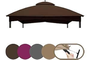 Tradesparker 10x12 Replacement Canopy Top for Lowe's Allen Roth Gazebo #GF-12S004B-1,Double Tiered Waterproof Gazebo Cover Roof with T-Hook, Brown
