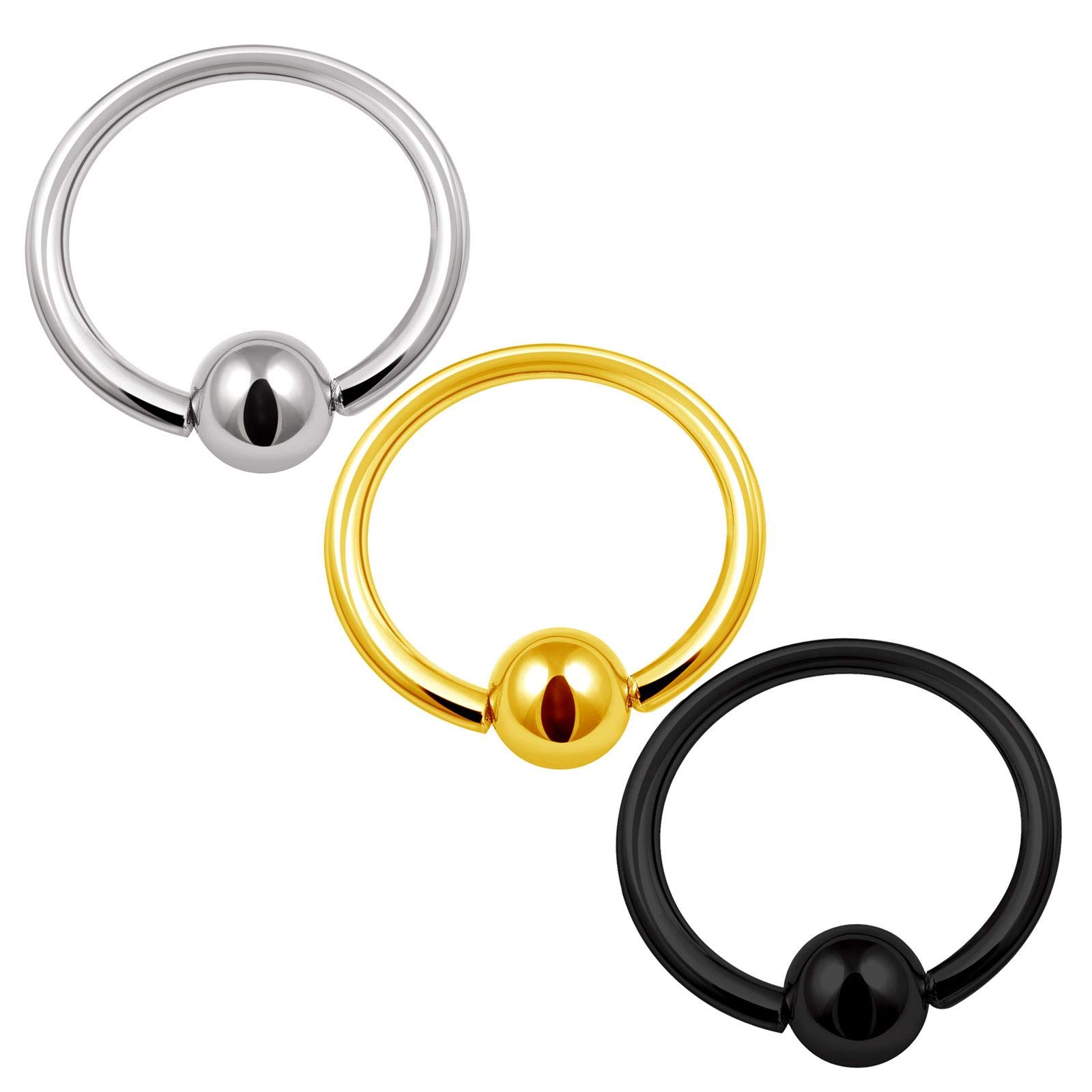 3PCS Stainless Steel Anodized Black BCR Hoop 16g 3/8 10mm 3mm Ball Septum Auricle Nose Earring Tragus Piercing Jewellery 0823