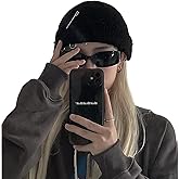 TYHOTULY Gothic Beanie Hats for Women Men Winter Y2k Metal Rings Knit Skull Cap Emo Grunge Punk Streetwear Trendy Accessories