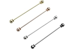 ViVDuo Classic 4-Piece Set Solid Brass Collar Bar for Men Multi-Style Metal Anti-Curl Shirt Collar Stays Tie Pins