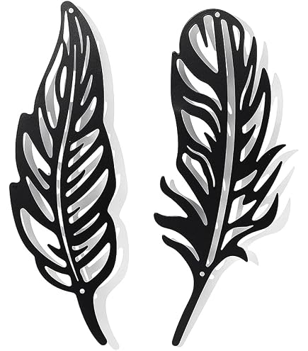3 Piece Boho Feather Wall Art - Wooden Laser Cut Hanging Decor, Black, Modern Rustic Home Decoration