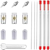 HUBEST 0.3mm Airbrush Needle Nozzle Kit, 3 Sets for Iwata Master &amp; More | 0.3mm size for general-purpose &amp; detail spraying, Stainless steel needles, Copper nozzles, Protective caps