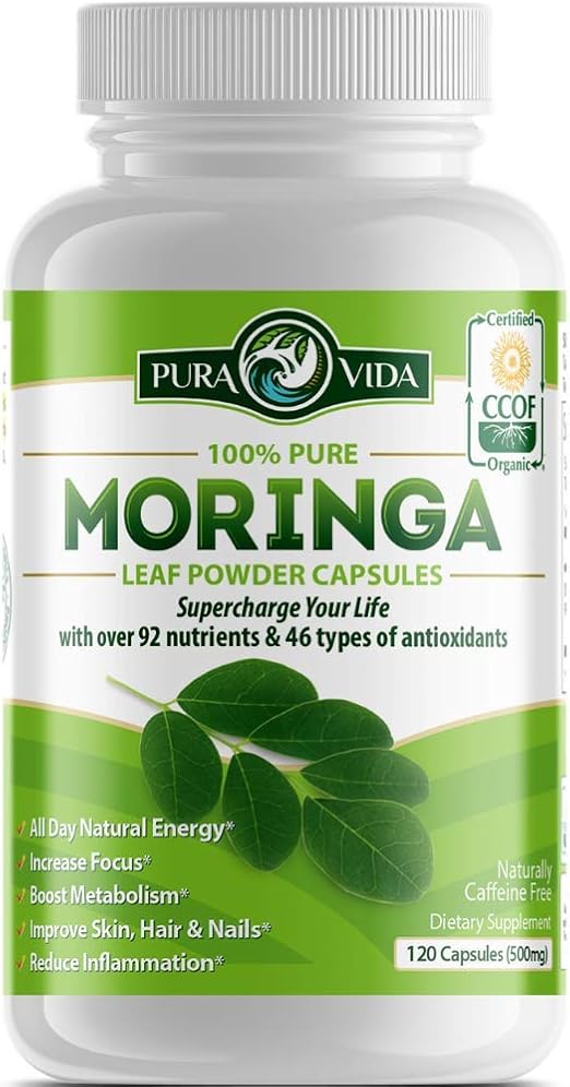 Organic Moringa Oleifera Powder Capsules Energy, Metabolism, and