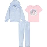 Under Armour girls 3 Piece Fleece Hoodie Set, Matching Sweatshirt, Pants, and Short Sleeve Tee