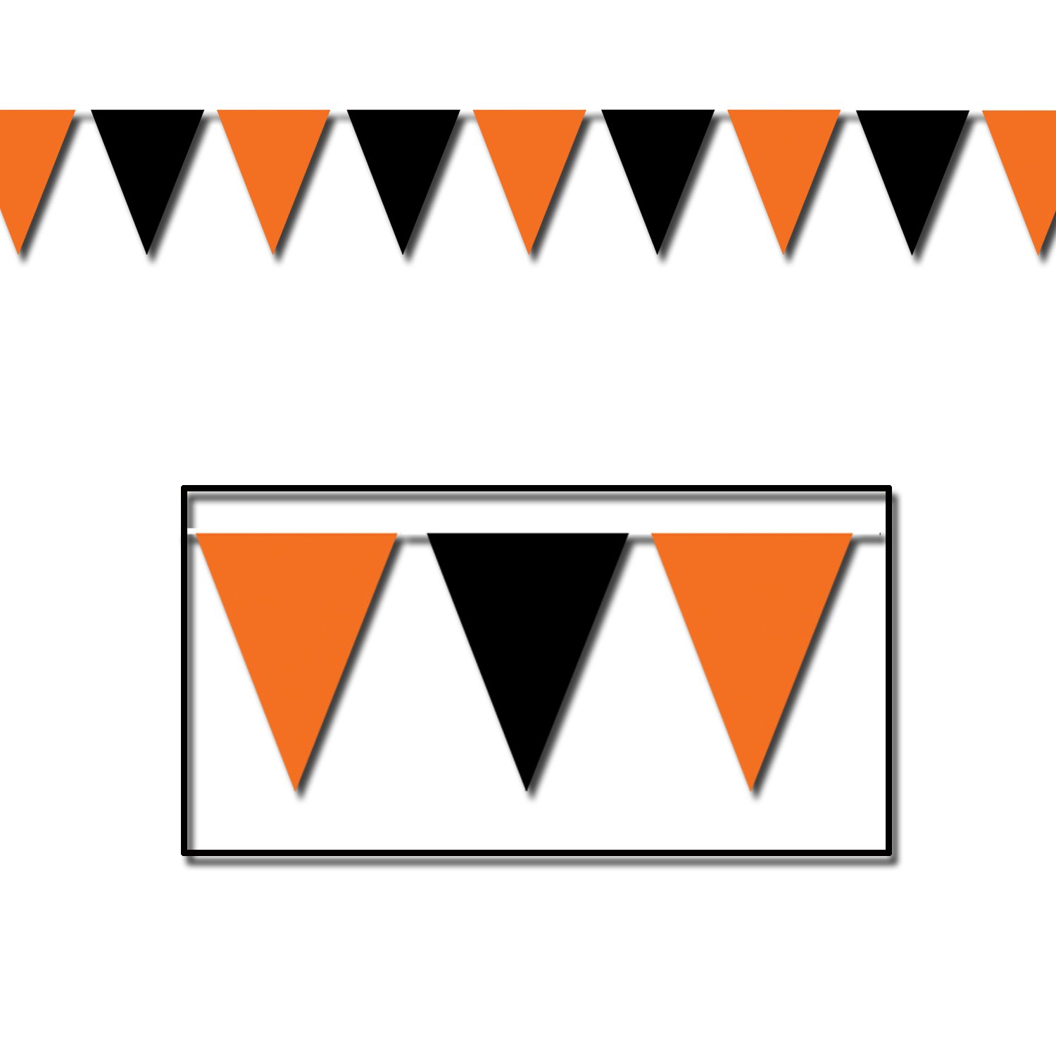 Beistle 116 Halloween Indoor Outdoor Orange & Black Pennant Banner, Plastic