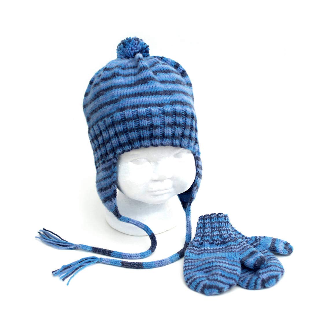 knitted child's hat with ear flaps