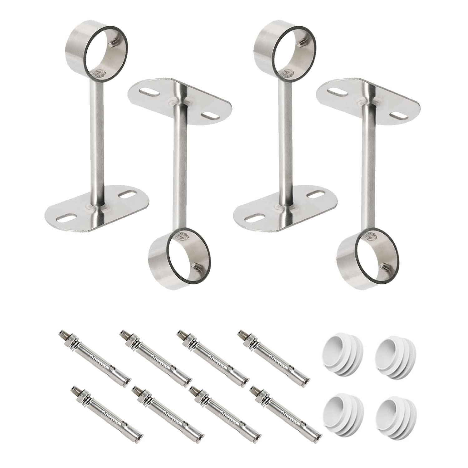 Ohamtes 4Pcs ID32mm(1-1/4"), L200mm, clothes rail mounting bracket, shower curtain closet tie rod support frame, curtain rod flange socket, suitable for ceiling or wall mounting