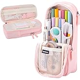 iSuperb Standing Pencil Case 2 Compartments Pencil Pouch Magnetic Mobile Phone Holder Bracket Pen Bag Large Capacity Phone Pouch College Stationery Organizer Storage for Kids Boys Girls