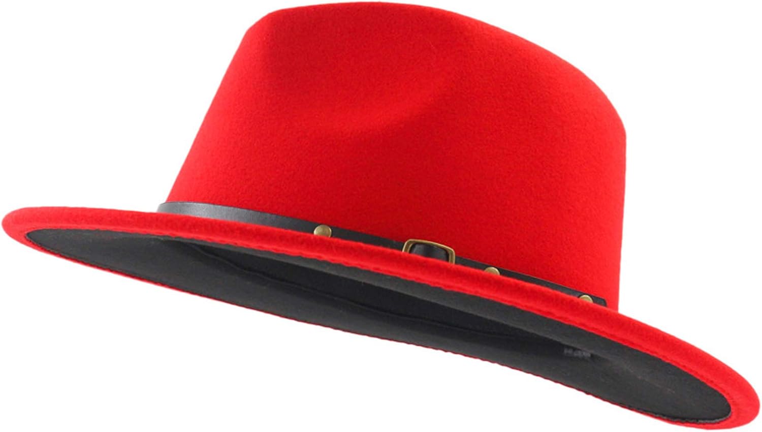 red wide brim fedora hat