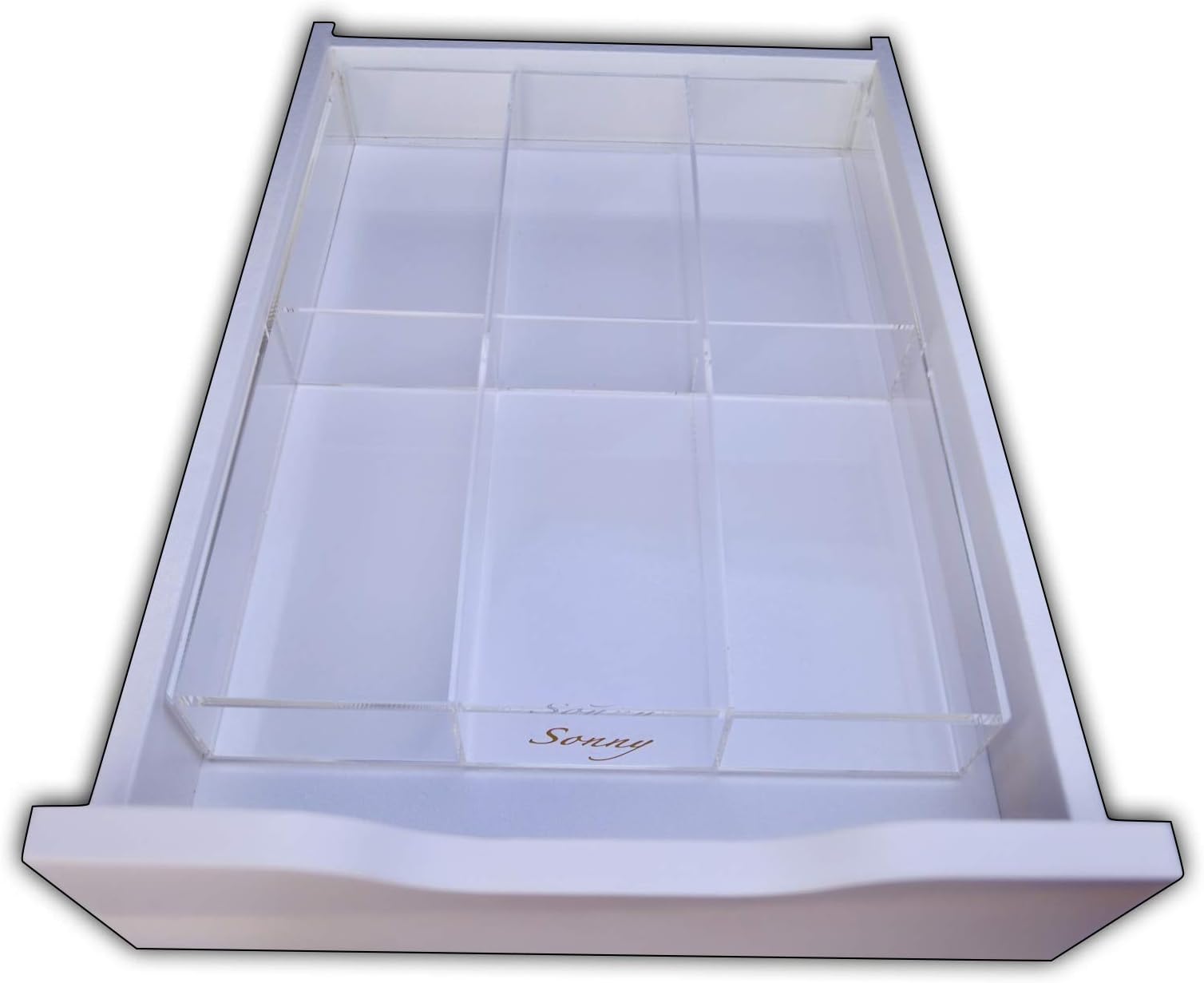 Alex 6 Acrylic Eyeliner Mascara Drawer Organizer for the Ikea Alex Divider Tray Clear by Sonny Cosmetics