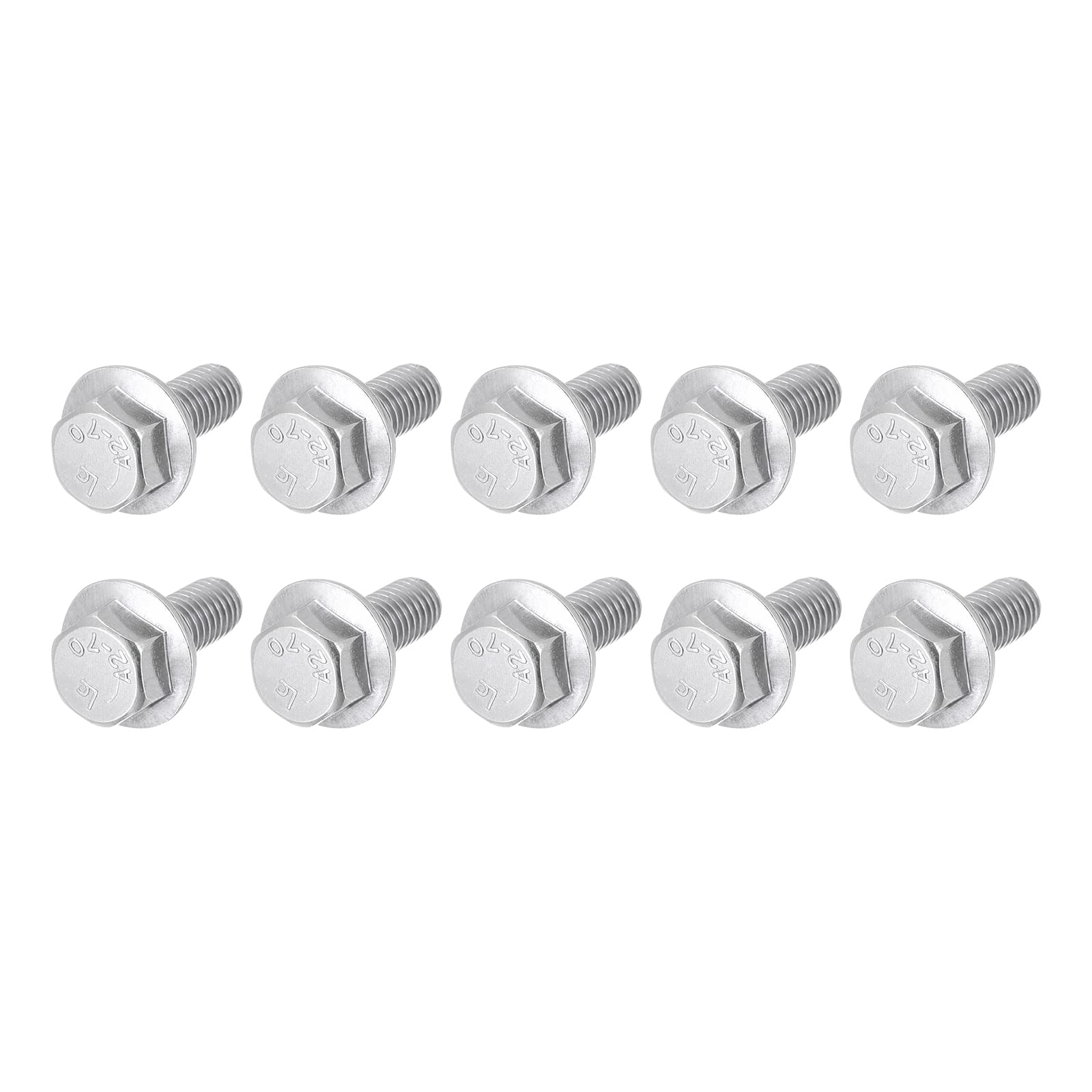 METALLIXITY Flanged Hex Head Bolts (M6x10mm) 50pcs, Hexagon Serrated Flange Bolt Carbon Steel Screw - for House Construction Hardware Fasteners — image 1