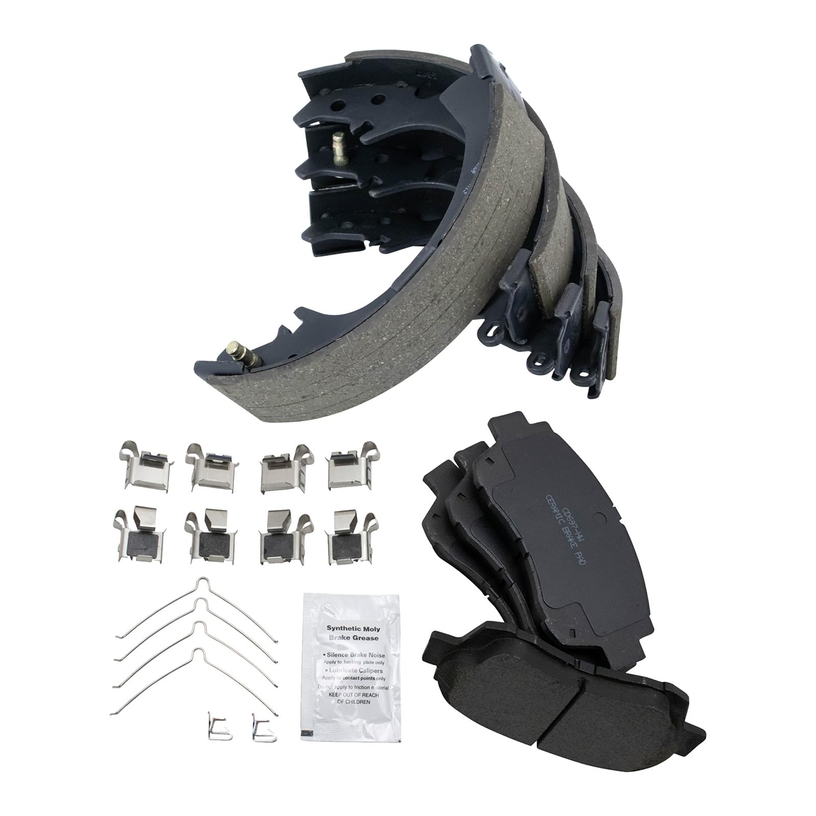 TRQ Front and Rear Brake Pads Ceramic Hardware Compatible with 1996-2001 Toyota Camry Image