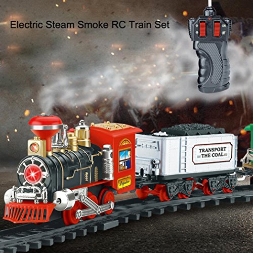 Leegor Electric Steam Smoke RC Train Set Model Toy Gift Remote Control Conveyance Track Car Kids Christmas Gift Birthday Present (C) - Thumbnail 6