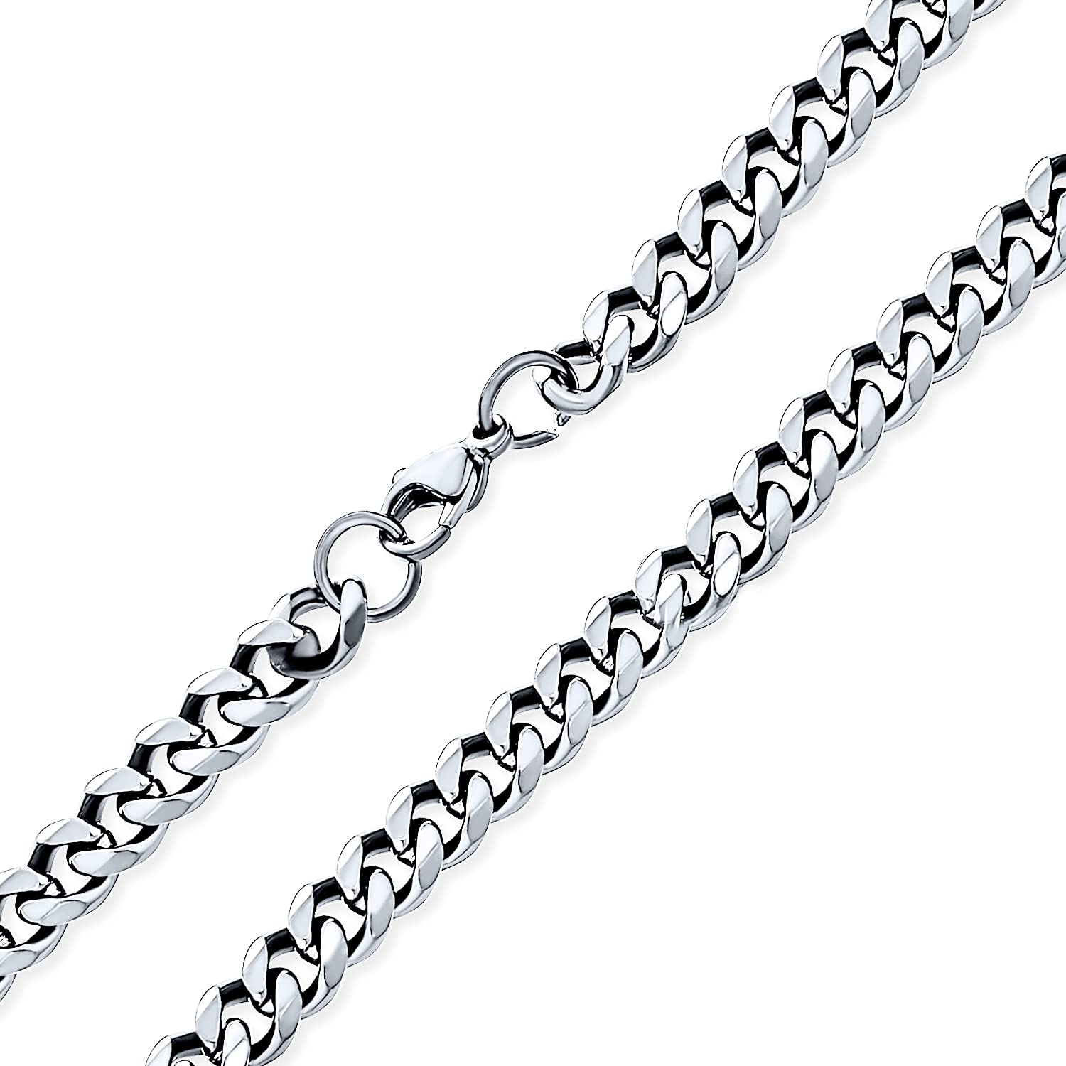 Urban Biker Jewelry Men Women Teen Solid Curb Link Chain Necklace Silver Tone Stainless Steel 30 Inch 7MM
