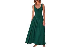 GOBUQIRAN Women's Summer Dresses Cute Sundresses for Women 2024 Maxi Milkmaid Dress for Women Plus Size Dress with Pockets