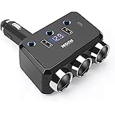 110W Cigarette Lighter Adapter,12V/24V Cigarette Lighter Splitter,Car Charger Adapter,3 Socket with 3.1A USB and Type-C LED D